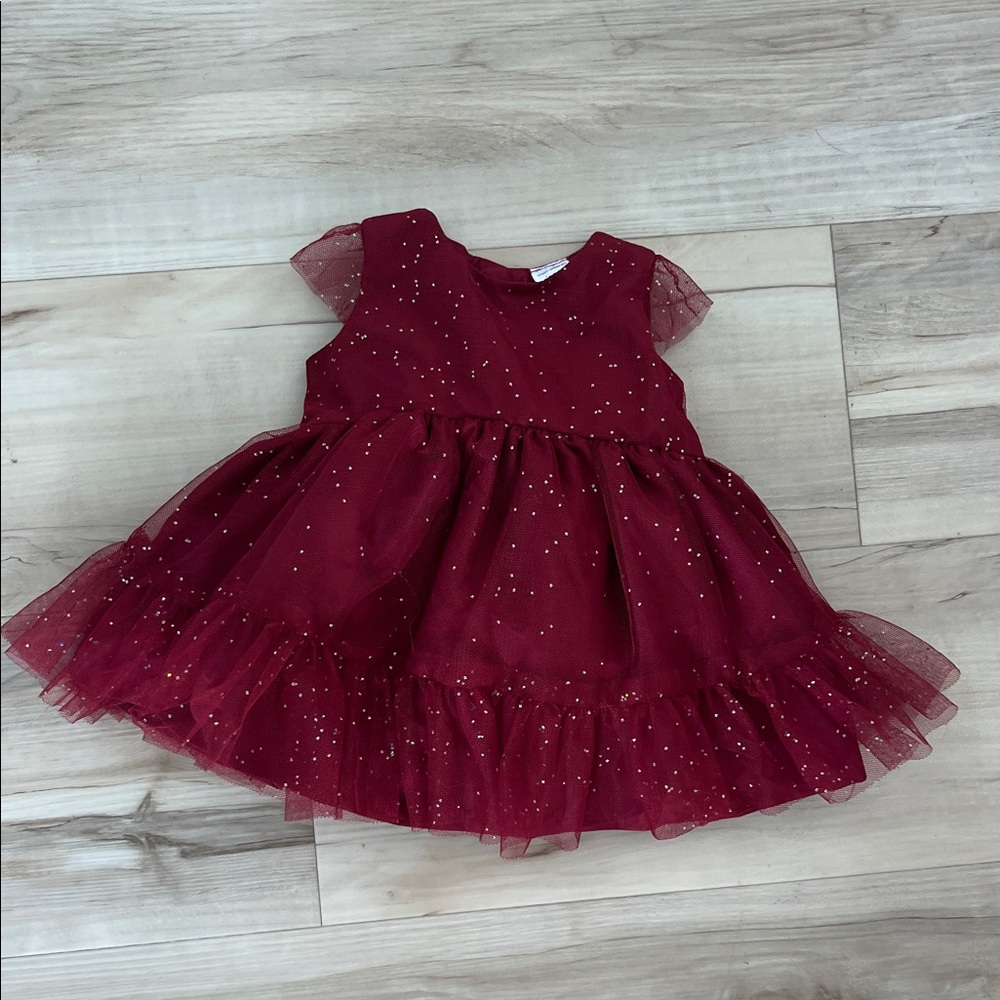 Carter's Burgundy Tulle Dress with Gold Accents